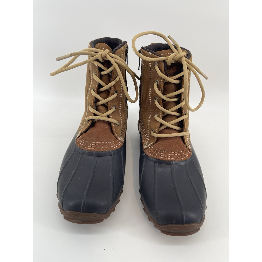 Wolverine Brown Leather Waterproof Zip Duck Work Boots Womens Rain 9.5 Rubber